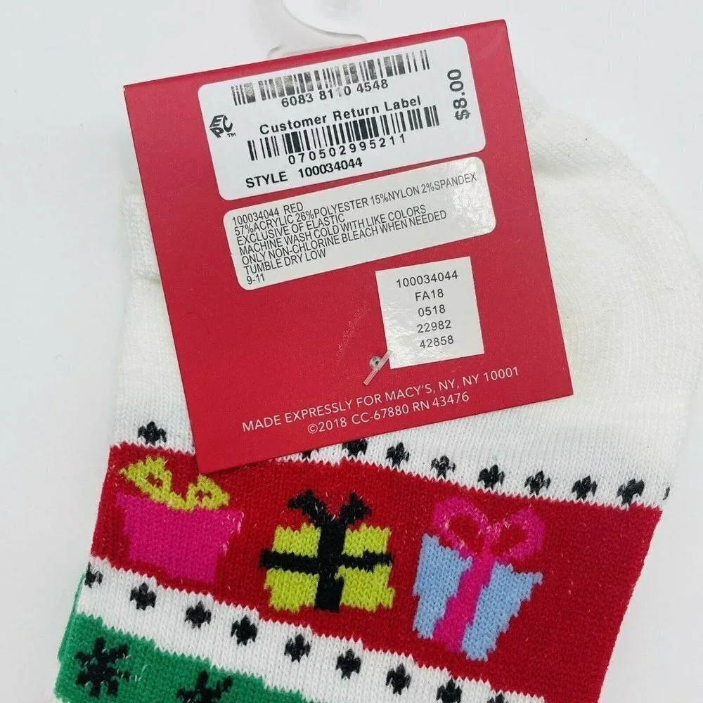Charter Club Womens Sock Size 9-11 Low‎ Cut Ankle Socks Christmas Presents White